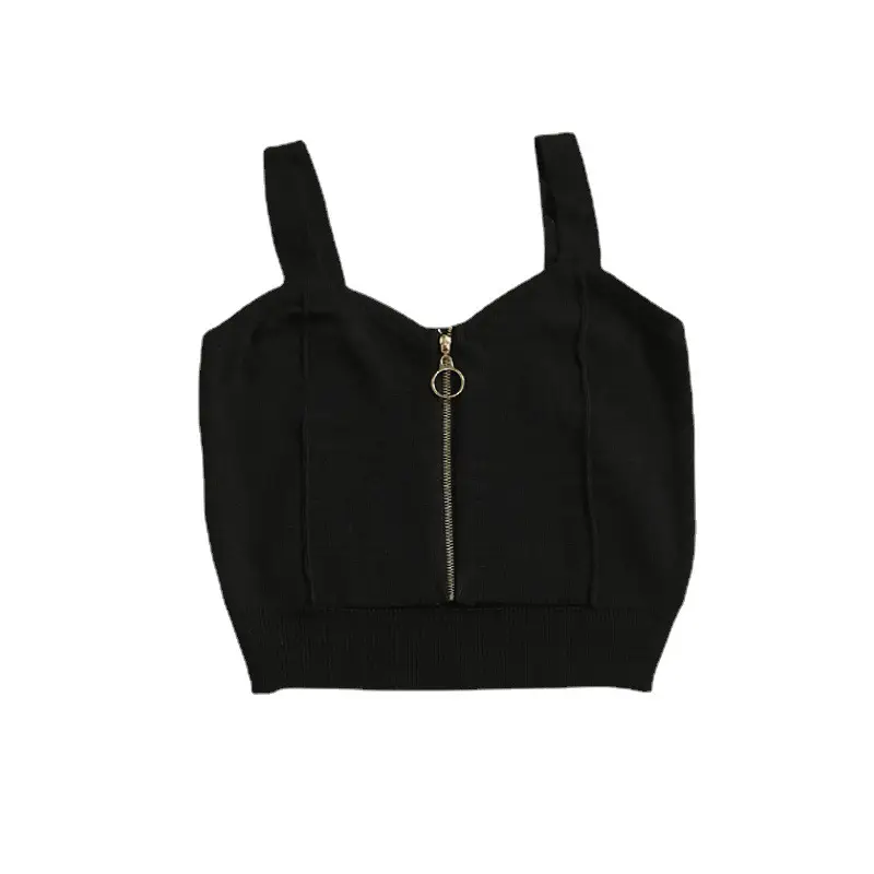 Red Knitted Summer Top with Zip Front - Image 10