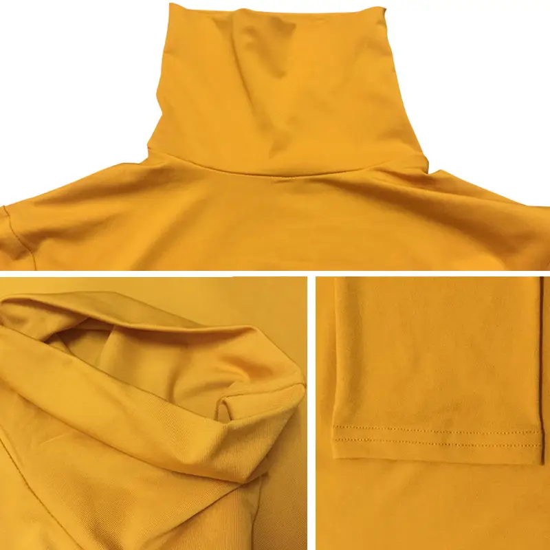 Women's 2025 Long Sleeve High Collar Dress Yellow