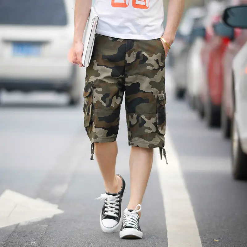 Men Camouflage Five-Pocket Cargo Pants Large - Image 7
