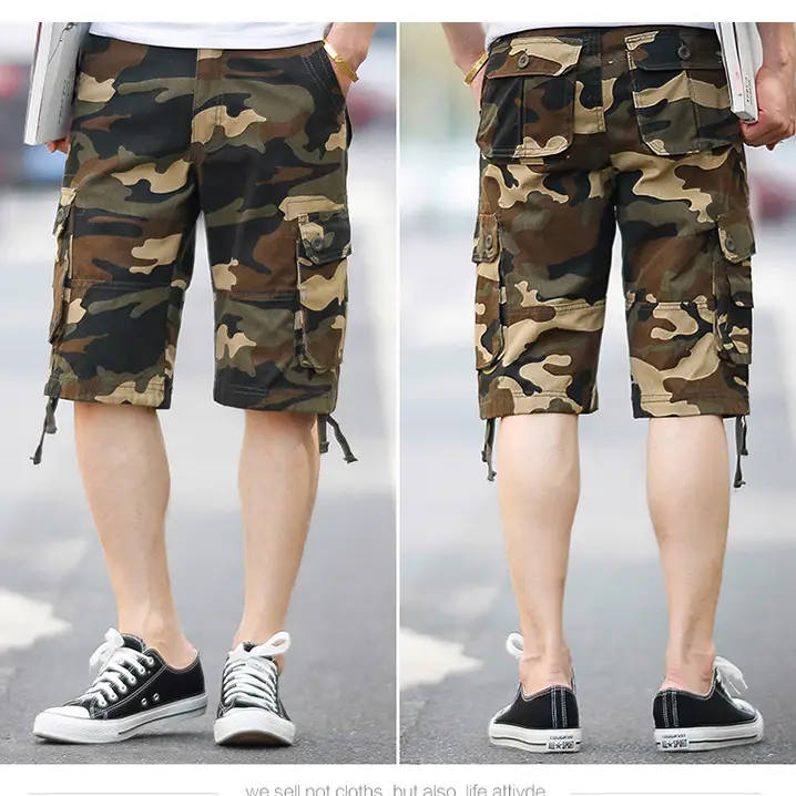 Men Camouflage Five-Pocket Cargo Pants Large - Image 2