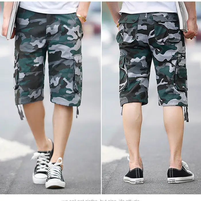 Men Camouflage Five-Pocket Cargo Pants Large - Image 3