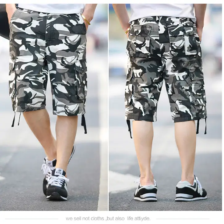 Men Camouflage Five-Pocket Cargo Pants Large - Image 4