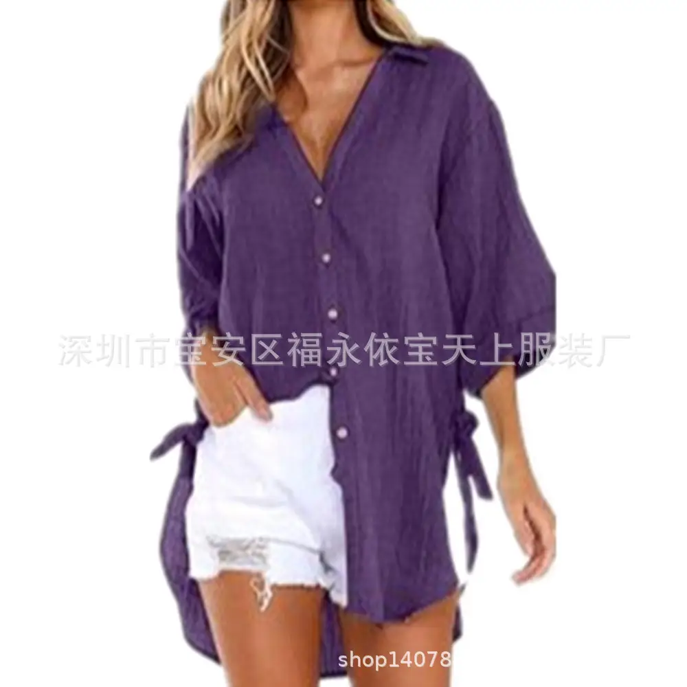 Green Linen Crossbody Shirt for Women 2024 Spring Summer