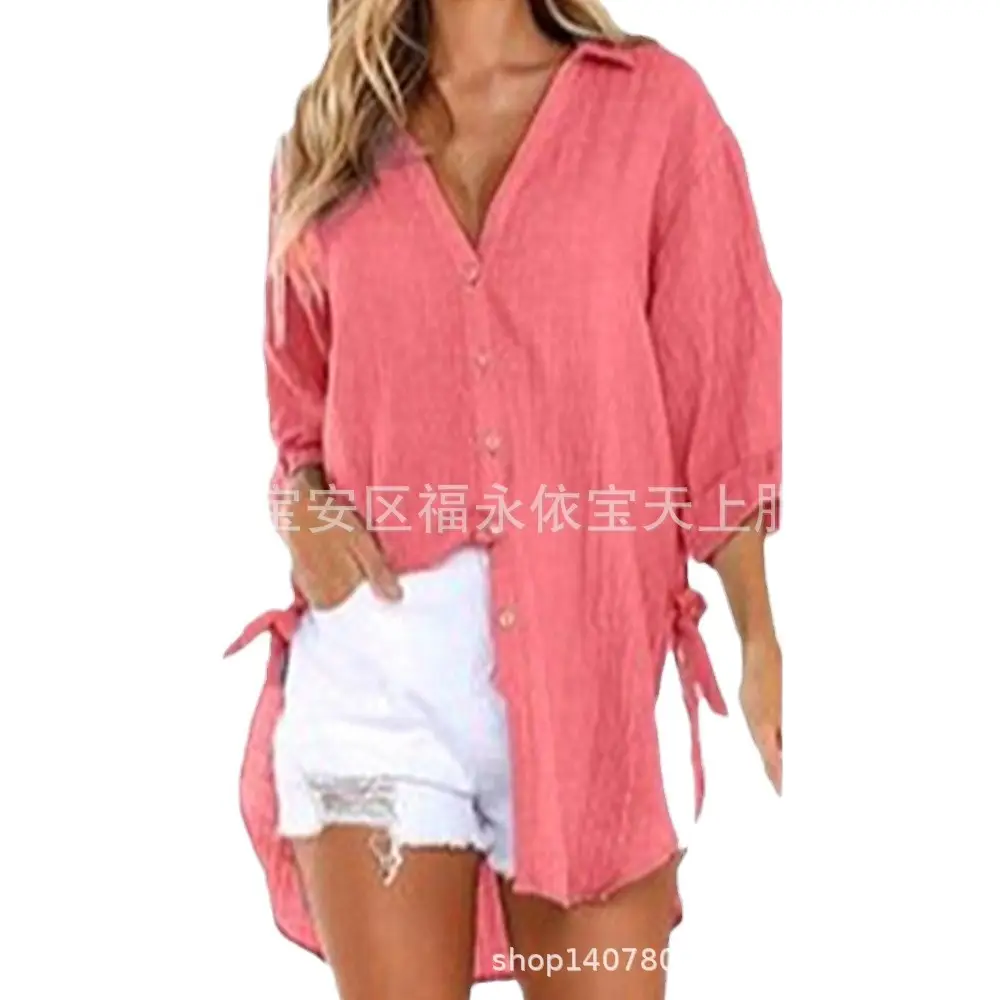 Green Linen Crossbody Shirt for Women 2024 Spring Summer