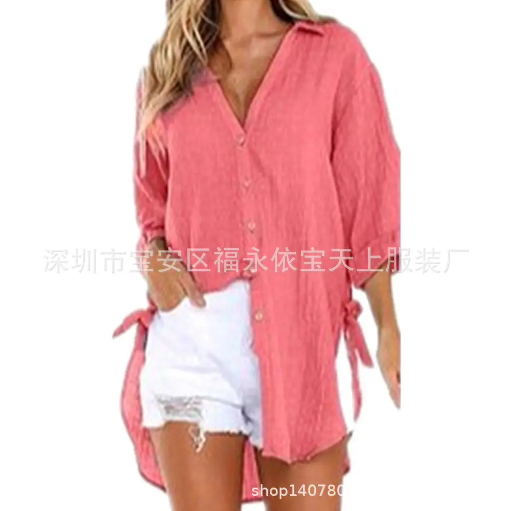 Green Linen Crossbody Shirt for Women 2024 Spring Summer