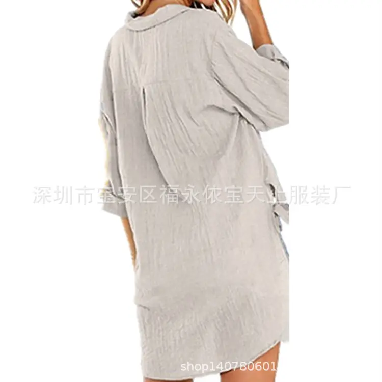 Green Linen Crossbody Shirt for Women 2024 Spring Summer