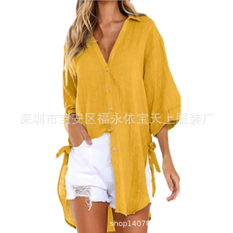 Green Linen Crossbody Shirt for Women 2024 Spring Summer