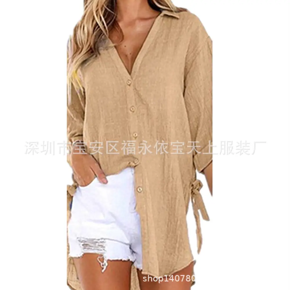 Green Linen Crossbody Shirt for Women 2024 Spring Summer