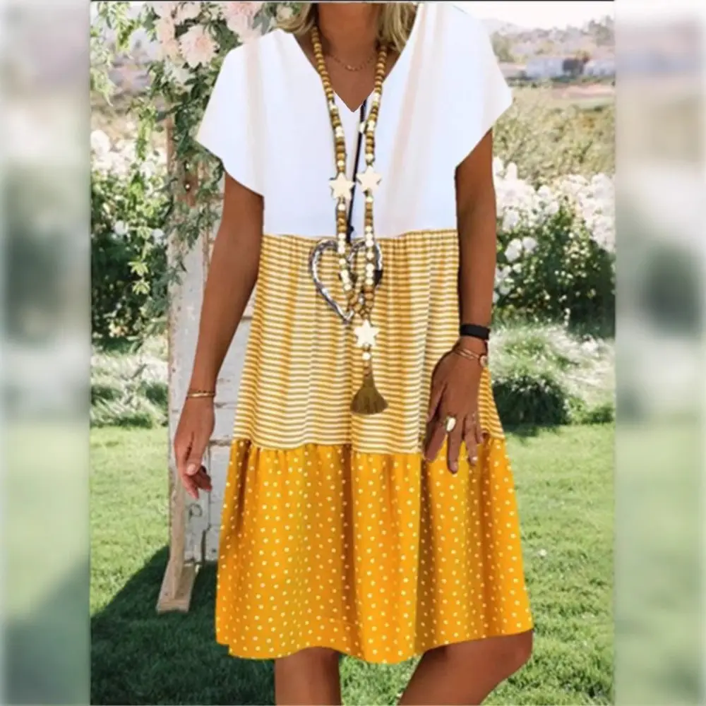 V-Neck Striped Short Sleeve Dress Women 2026 - Image 4