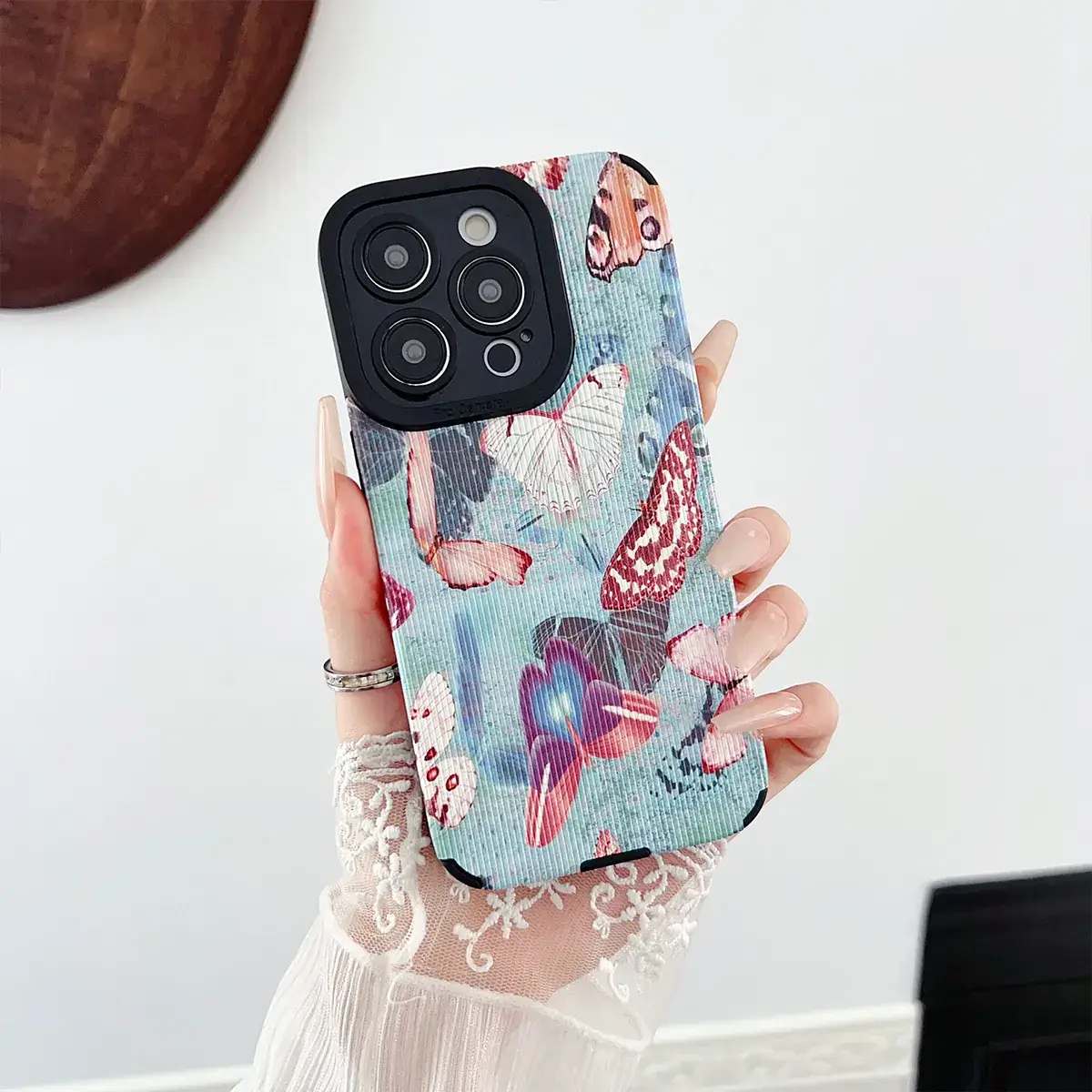 Apple 16 Pro Pupil Eyes Leather Case Butterfly Design Drop Resistant - Image 3