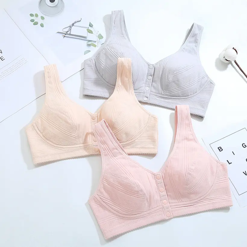 Buming year ago, middle-aged and elderly vest with buckle, breathable big red nursing bra, adjustable shoulder strap, middle-aged and elderly underwear — feature 10