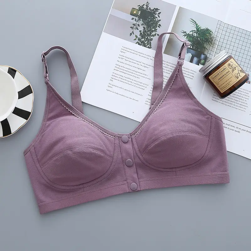 Buming year ago, middle-aged and elderly vest with buckle, breathable big red nursing bra, adjustable shoulder strap, middle-aged and elderly underwear