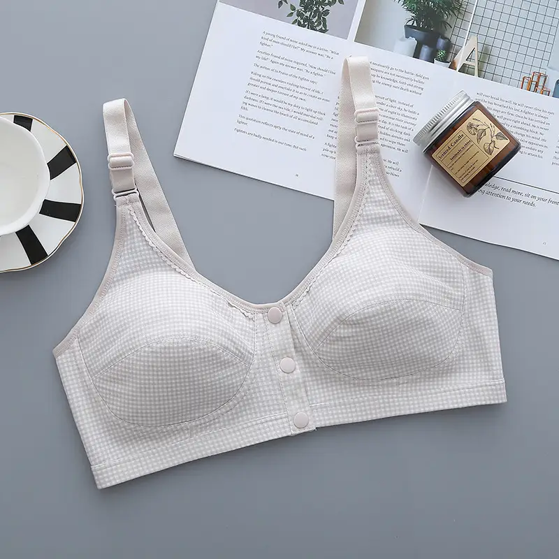 Buming year ago, middle-aged and elderly vest with buckle, breathable big red nursing bra, adjustable shoulder strap, middle-aged and elderly underwear