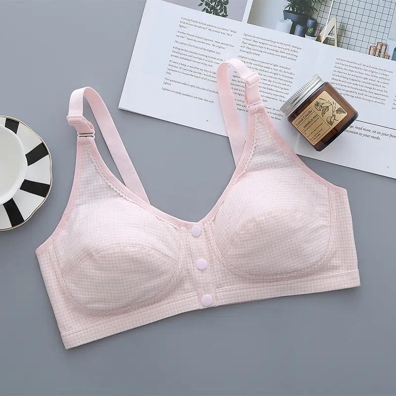 Buming year ago, middle-aged and elderly vest with buckle, breathable big red nursing bra, adjustable shoulder strap, middle-aged and elderly underwear