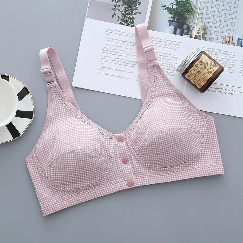 Buming year ago, middle-aged and elderly vest with buckle, breathable big red nursing bra, adjustable shoulder strap, middle-aged and elderly underwear