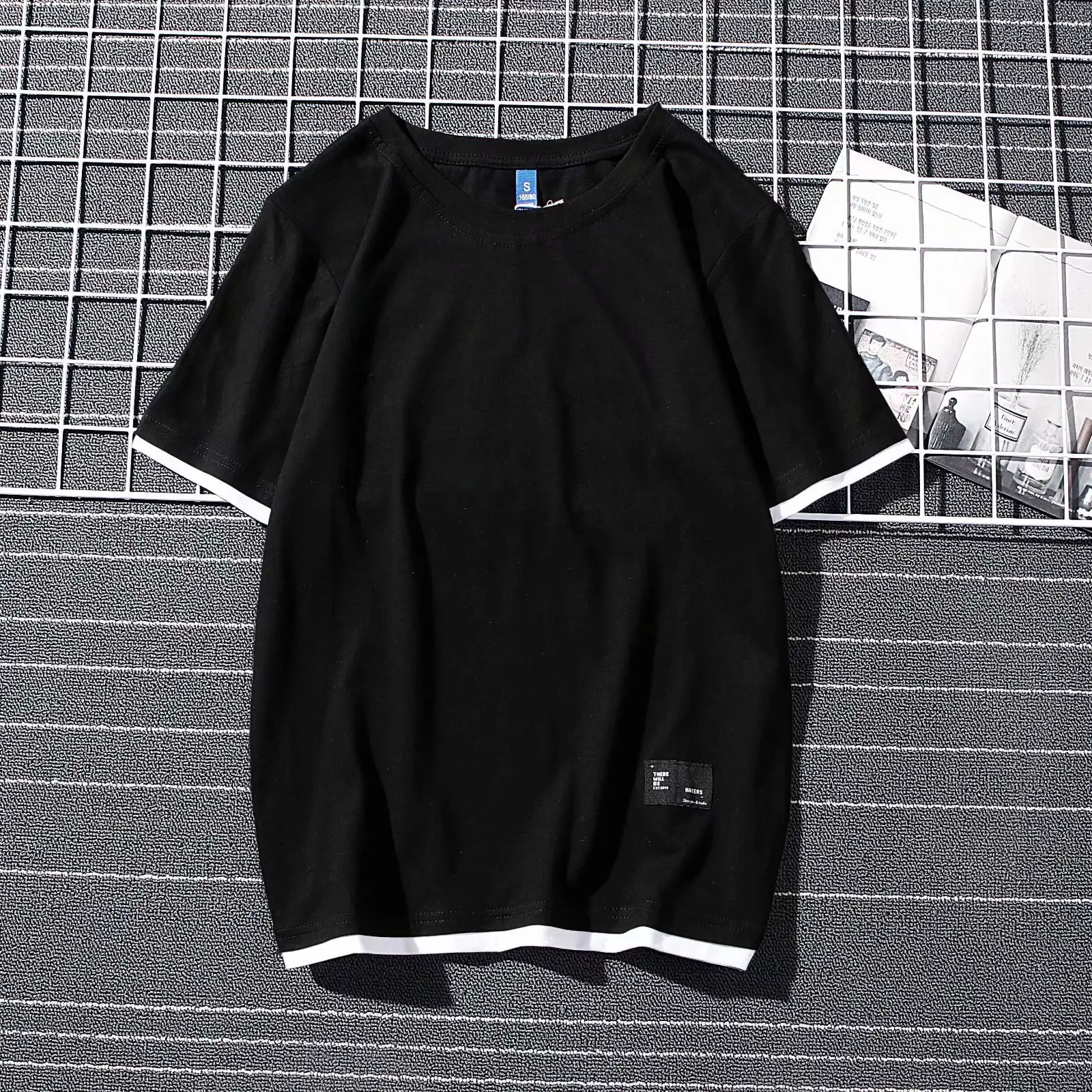 Men Black Cotton Short Sleeve T-Shirt Summer Wear - Image 2