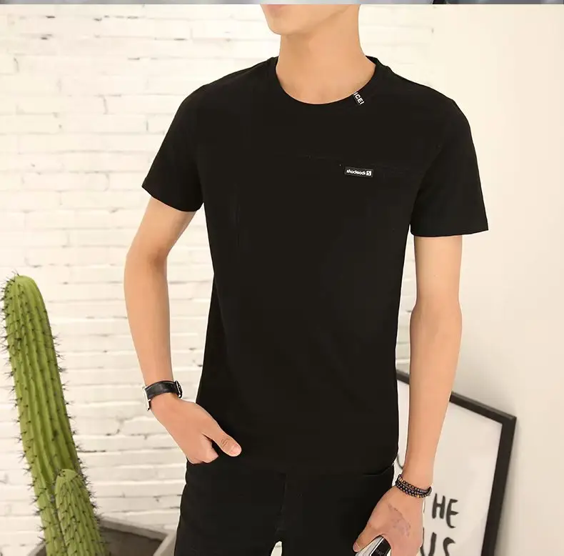 Men Black Cotton Short Sleeve T-Shirt Summer Wear - Image 4