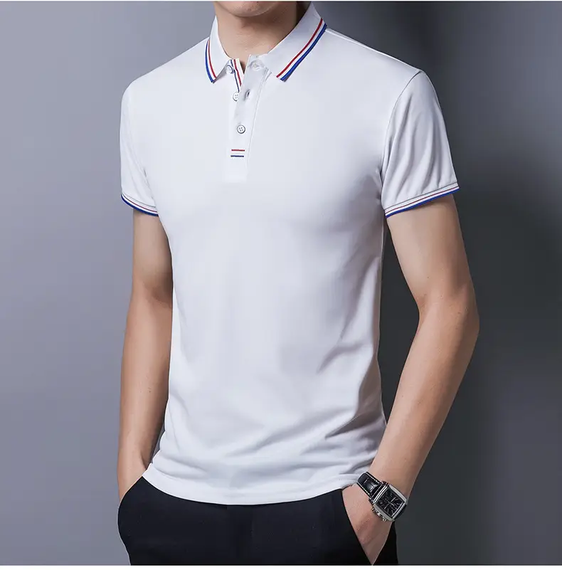 Men White Polo T-Shirt Short Sleeve Casual Business — feature 10