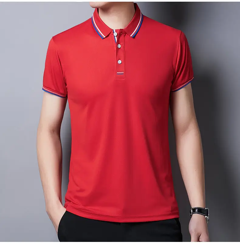 Men White Polo T-Shirt Short Sleeve Casual Business — feature 15
