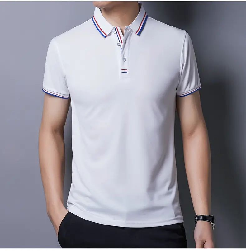 Men White Polo T-Shirt Short Sleeve Casual Business — feature 9