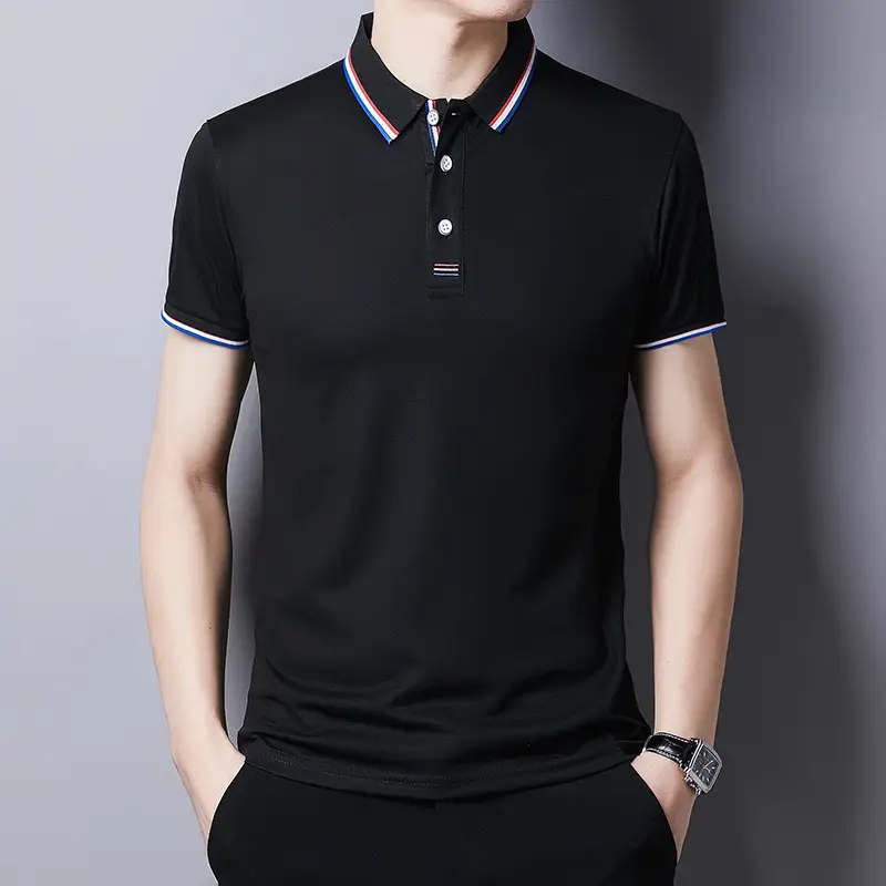 Men White Polo T-Shirt Short Sleeve Casual Business