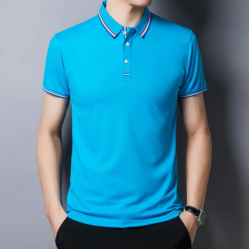Men White Polo T-Shirt Short Sleeve Casual Business