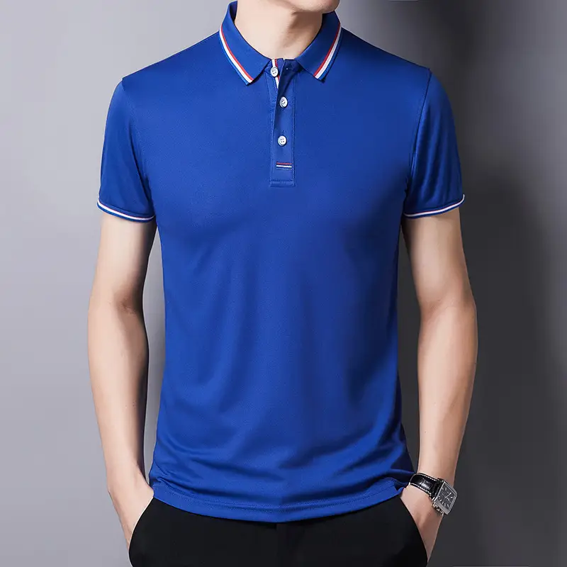Men White Polo T-Shirt Short Sleeve Casual Business