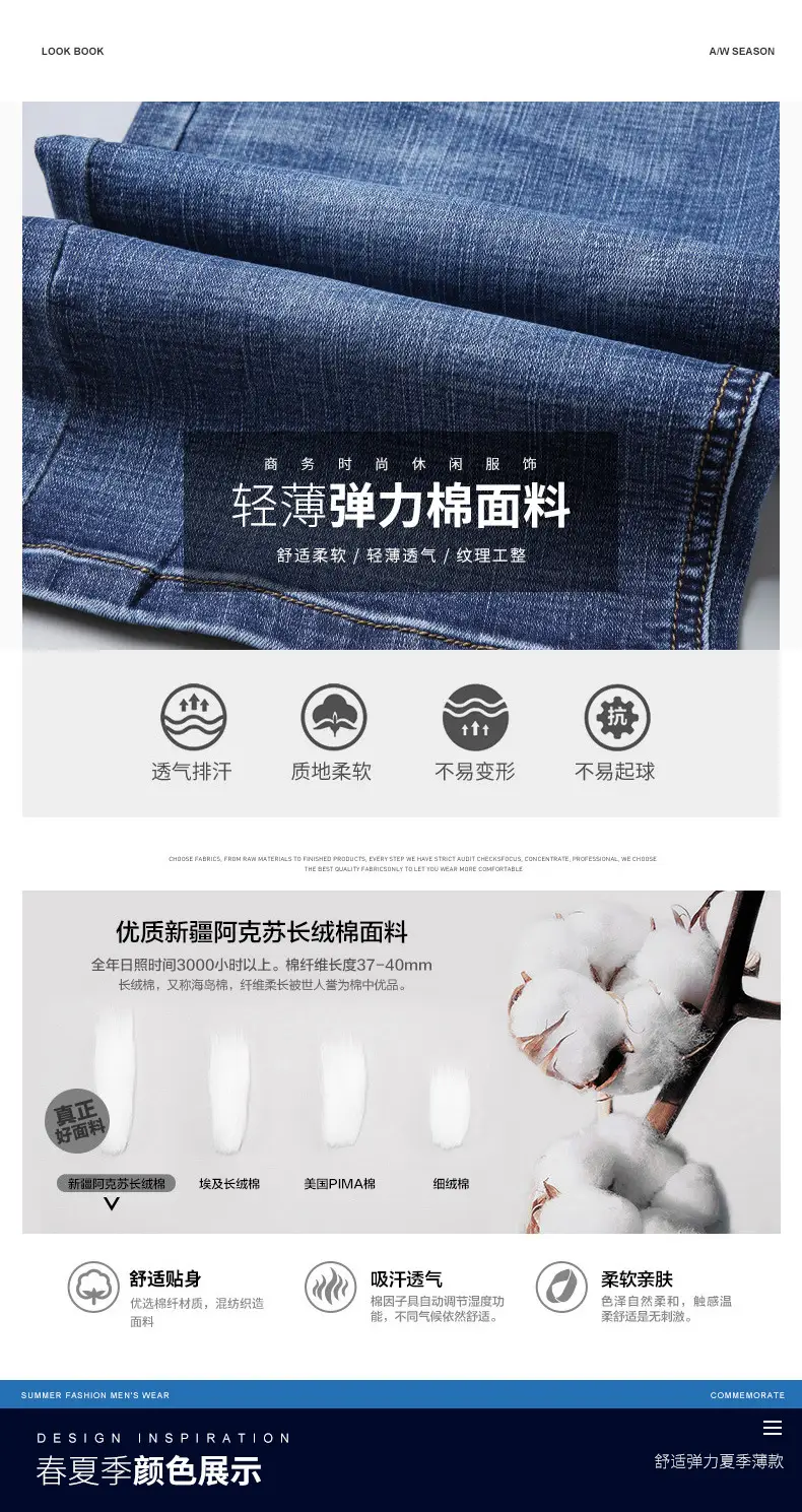 Men Slim Stretch Denim Mid Capri Shorts Blue — feature 4