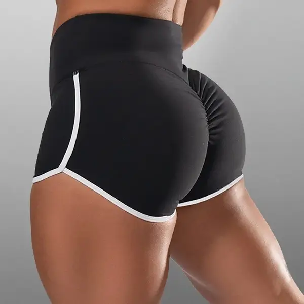 Blue High Waist Hip Yoga Shorts Large - Image 15