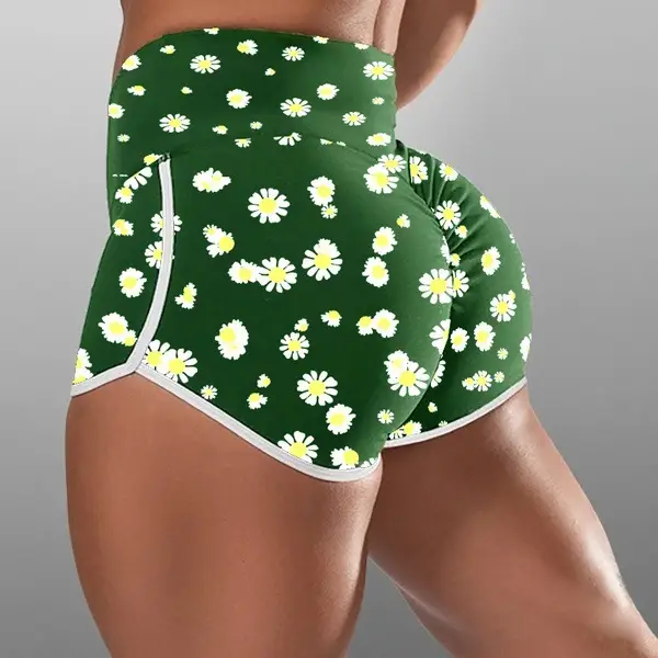 Blue High Waist Hip Yoga Shorts Large - Image 12