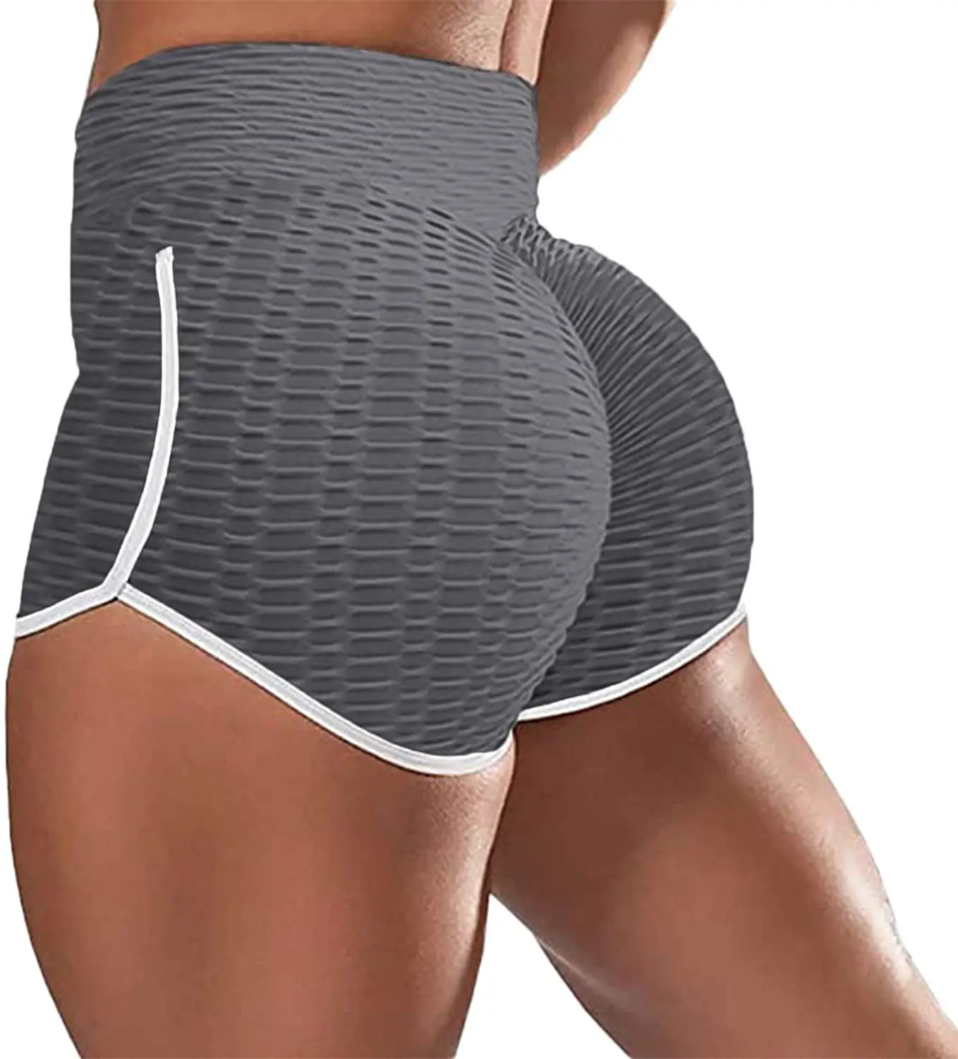 Blue High Waist Hip Yoga Shorts Large - Image 5