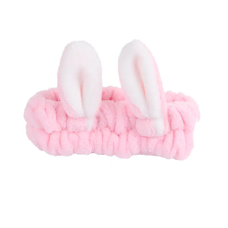 White Rabbit Ear Headband with Pink Faux Fur Trim for Women - Image 64