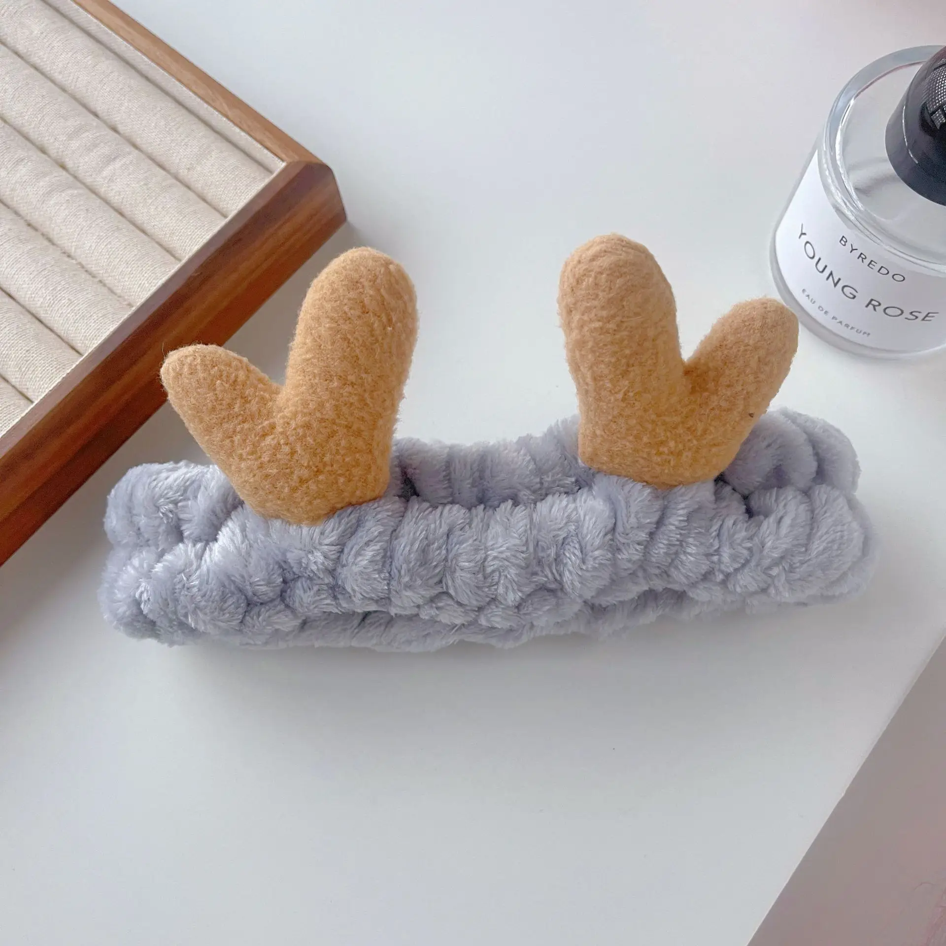 White Rabbit Ear Headband with Pink Faux Fur Trim for Women - Image 31