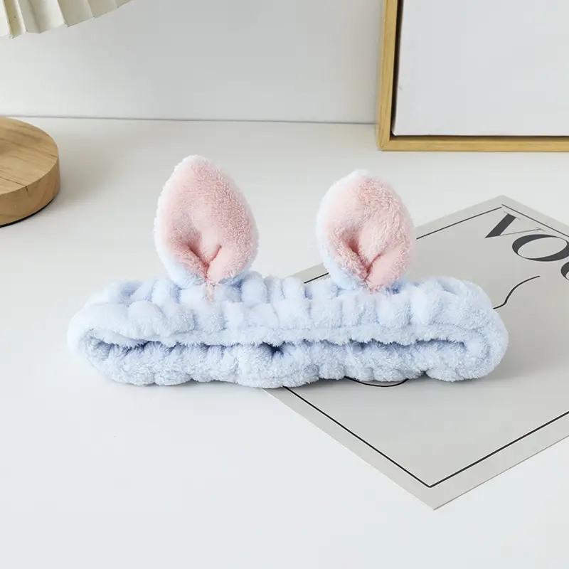 White Rabbit Ear Headband with Pink Faux Fur Trim for Women - Image 4