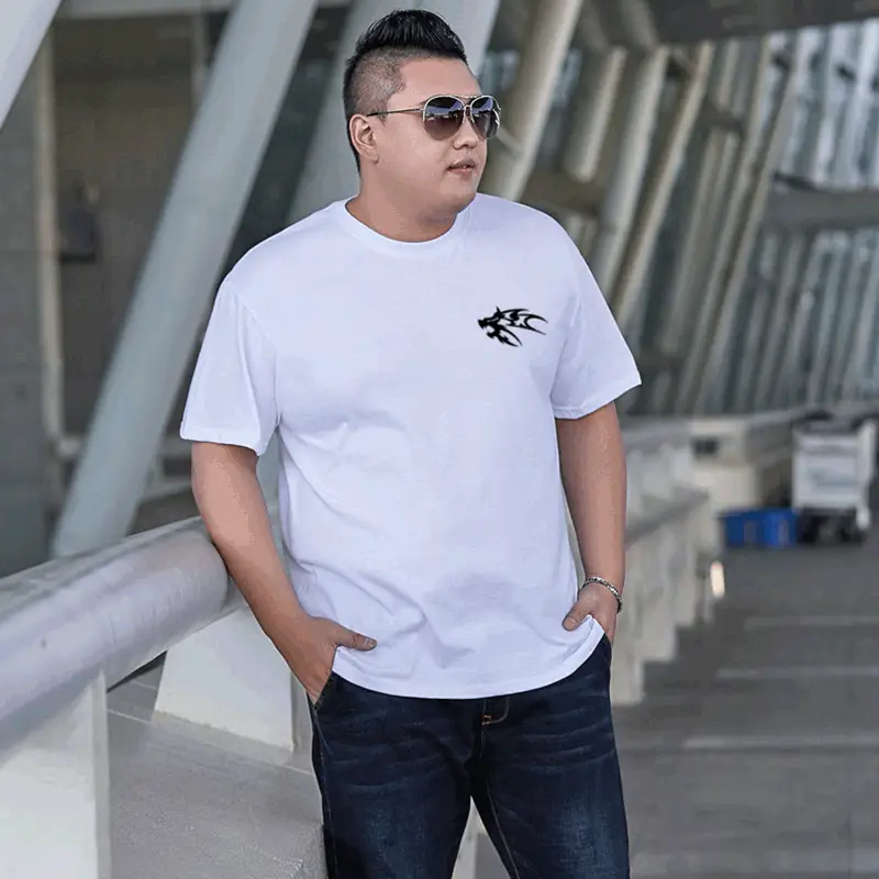 Summer Cotton Star Wolf Head T-Shirt Plus Size Navy - Image 9