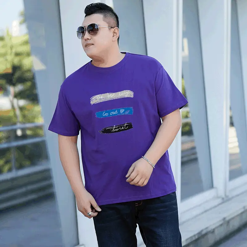 Men Printed Cotton T-Shirt Large Round Neck - Image 11