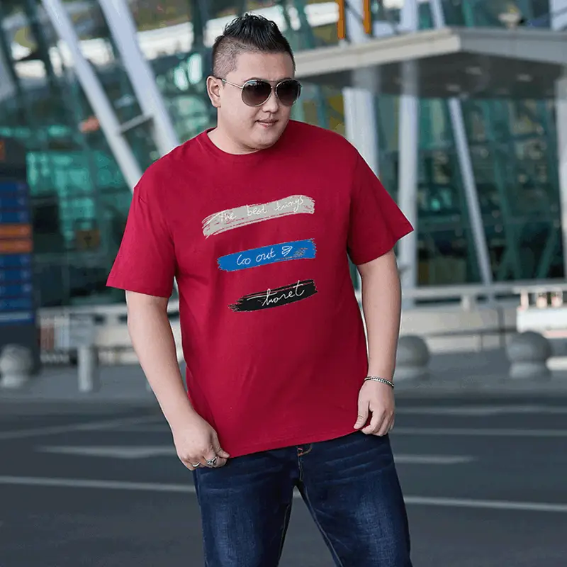 Men Printed Cotton T-Shirt Large Round Neck - Image 2