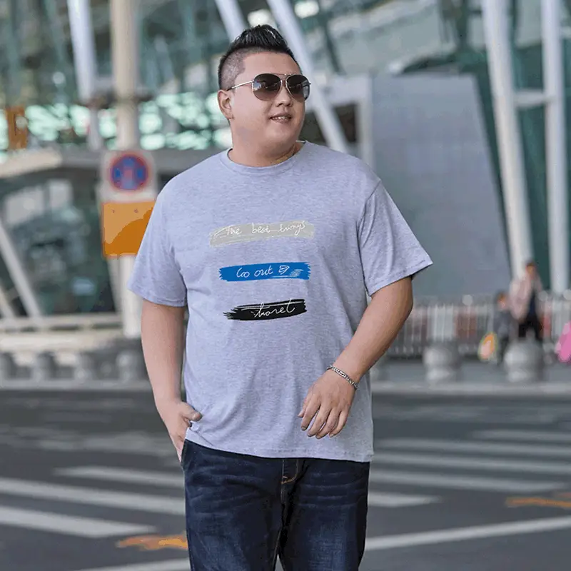 Men Printed Cotton T-Shirt Large Round Neck - Image 3
