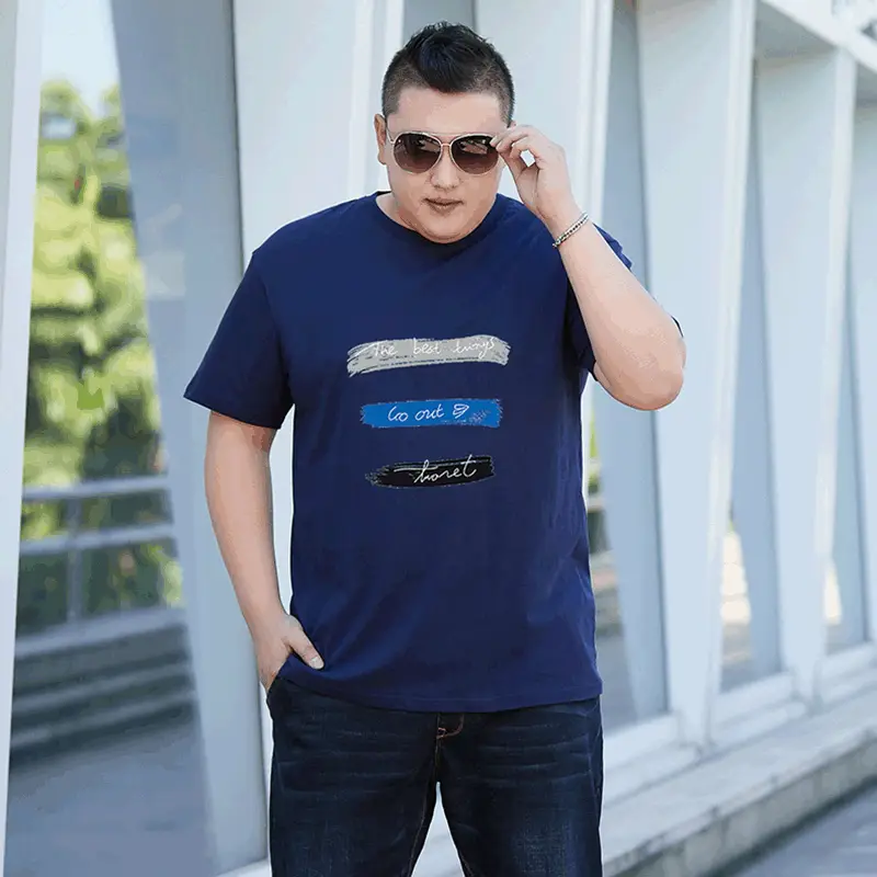 Men Printed Cotton T-Shirt Large Round Neck - Image 6