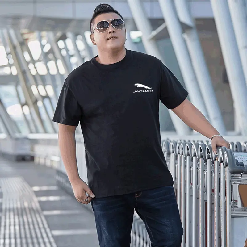 Men Summer Cotton Printed T-Shirt Plus Size White - Image 3