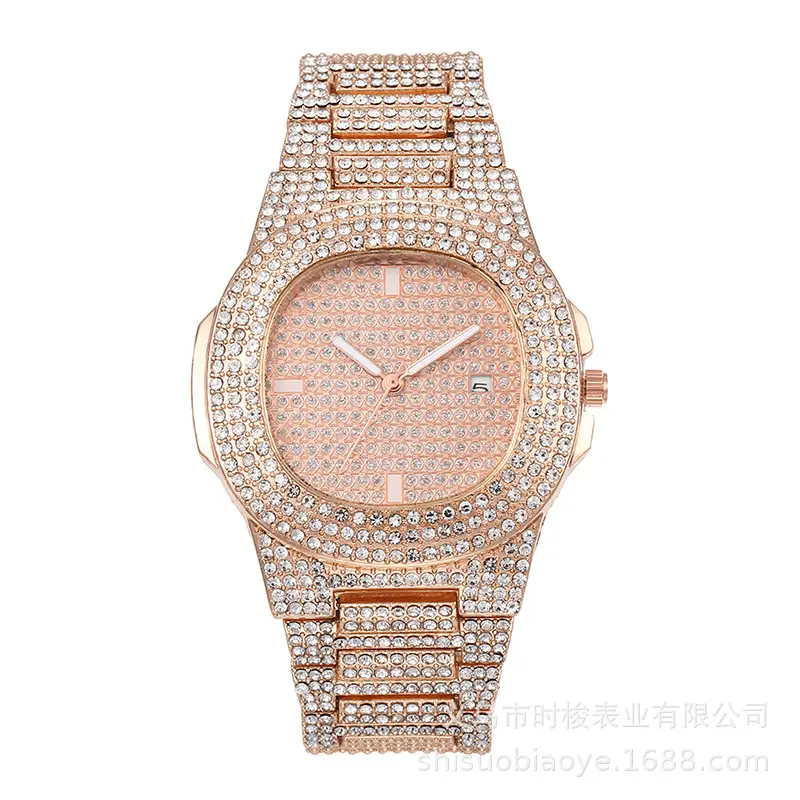 hiphop Super Cool Hip Hop Diamond Watch Rap Men's Quartz Strap Calendar Gypsophila Steel Strap Full Diamond Watch Wholesale - Image 8