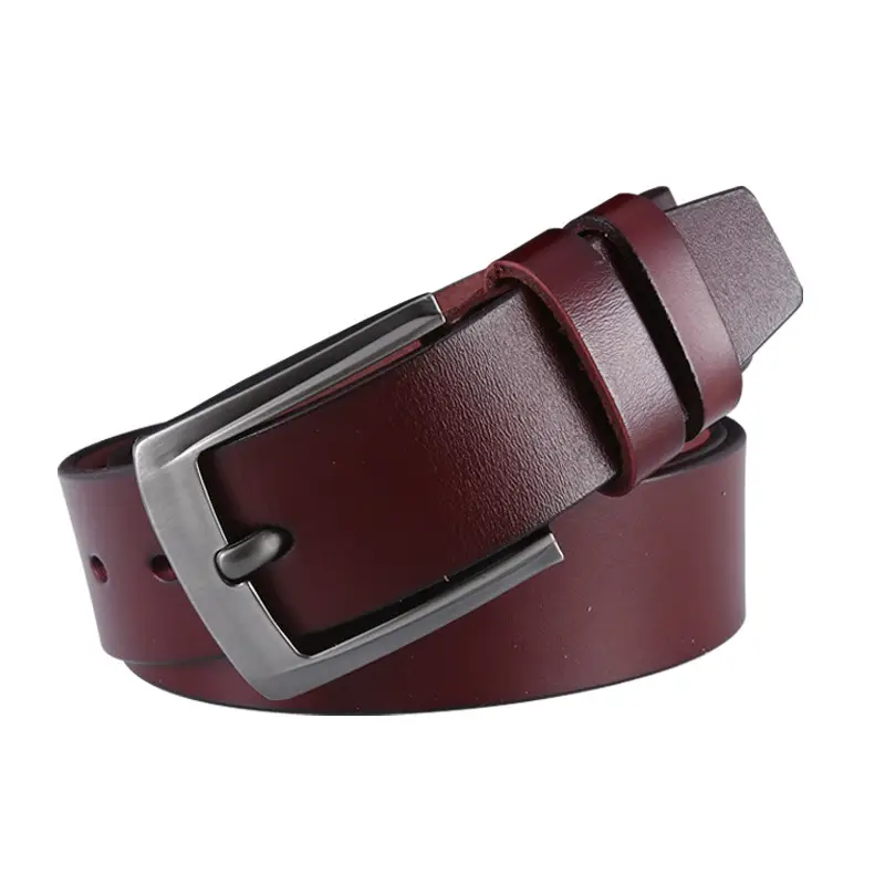 Men's Black Genuine Leather Pin Buckle Belt