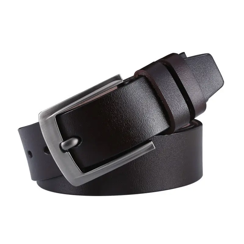 Men's Black Genuine Leather Pin Buckle Belt