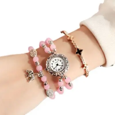 Women Korean Style Bracelet Watch with Black Stones - Image 11