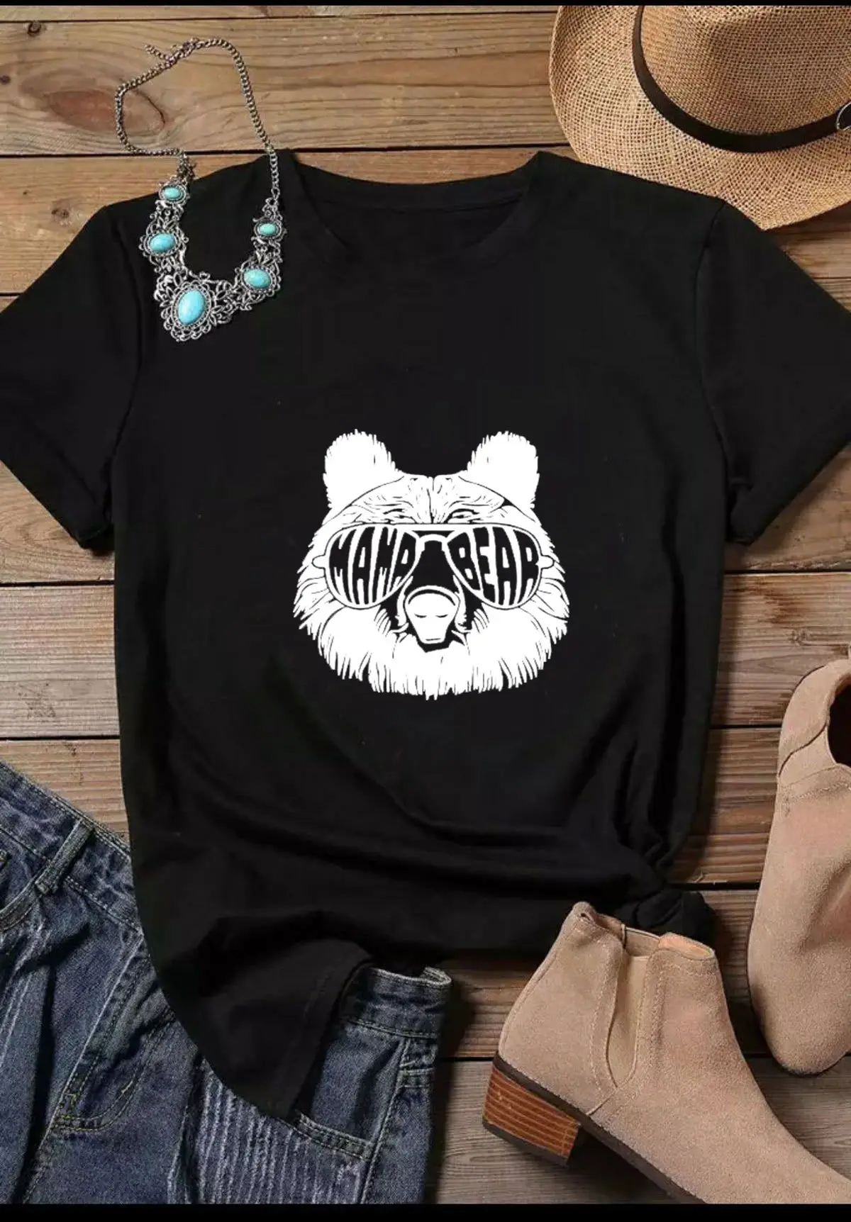 Mama Bear Letter T-Shirt Pink Casual Wear