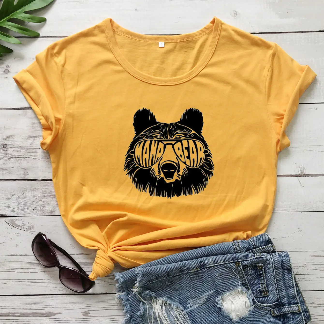 Mama Bear Letter T-Shirt Pink Casual Wear