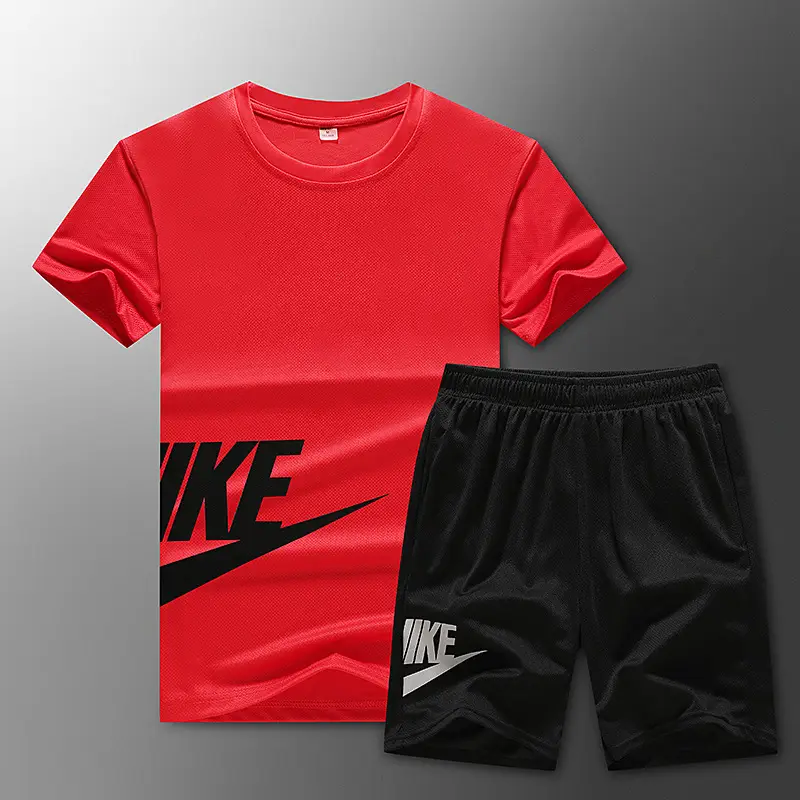 Men Printed Nike Shorts Set Black Summer Casual - Image 2