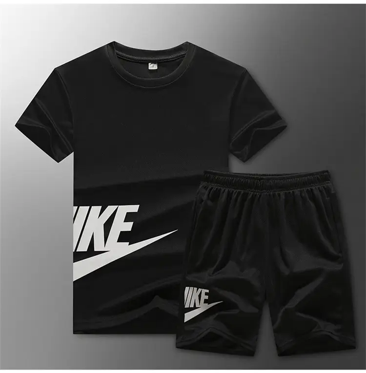 Men Printed Nike Shorts Set Black Summer Casual - Image 3