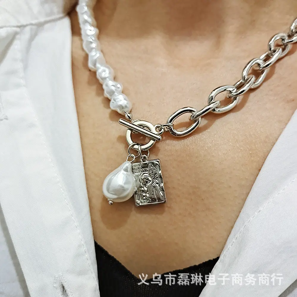 European American Cross Border Pearl Necklace Women Retro Baroque Alloy - Image 3