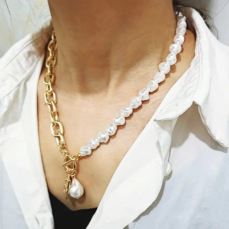 European American Cross Border Pearl Necklace Women Retro Baroque Alloy - Image 4